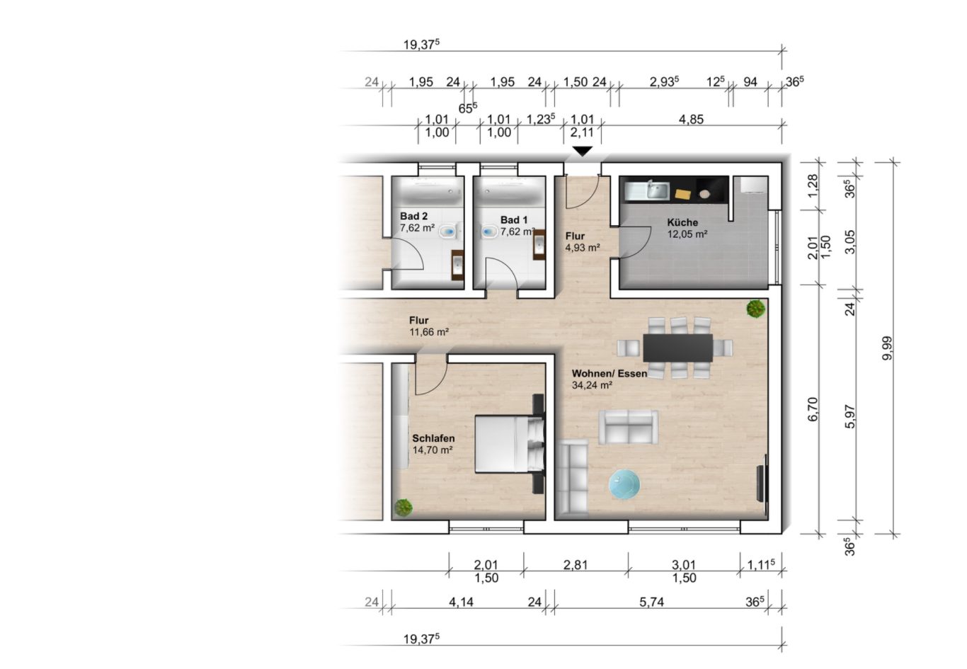 realistic mit Bemaßung