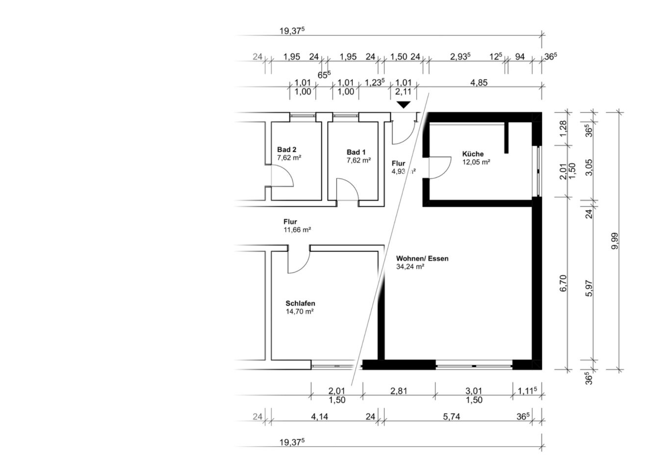 black/white basic mit Bemaßung