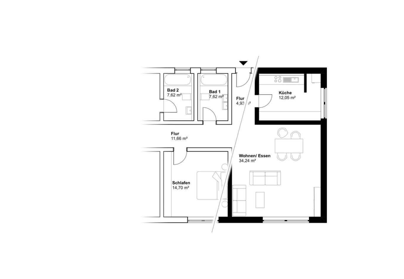 black/white + Möblierung